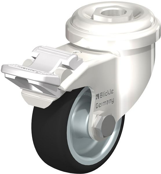 Blickle LRXA-PATH 50G-FI Edelstahl-Apparate-Lenkrolle mit Rückenloch & Feststeller, Thermoplastisches Polyurethan, Grau, 755000