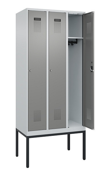 C+P Spind Evolo PLUS, Gestell, 3 Abteile, 2120x900x500mm, 7035/0004, Verschluss Zylinderschloss, Ablageböden 3, 0490307-30 S10041