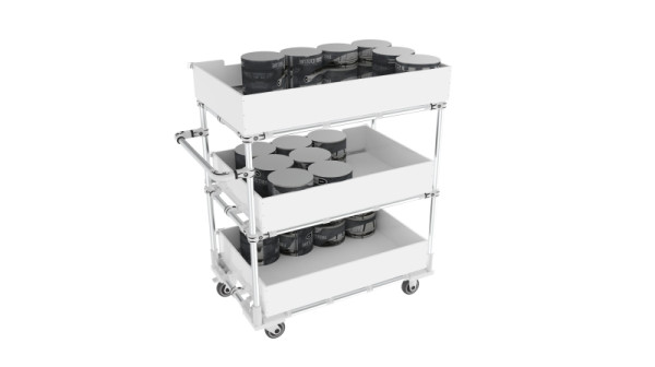 TRILOGIQ 3-stöckiger Aufbewahrungs-Trolley, 620 x 1020 x 1265 mm, 20456-01