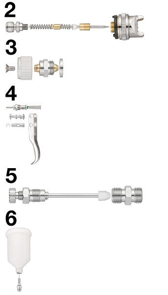 Prevost Komplettset Düsensatz Ø 1,0 mm mit Einstellschraube für Lackierpistole, Ersatzteile für Lackierpistolen für wässrige Lacke G04HVW, CAR G04HVWK1