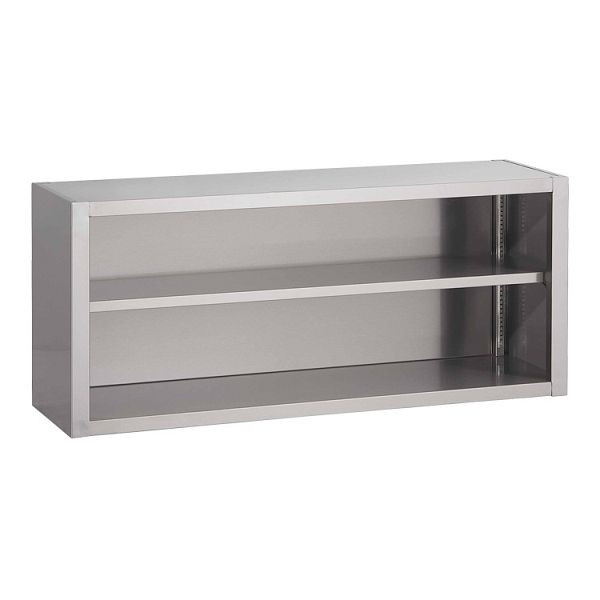 Gastro-Inox Edelstahl AISI 430 offener Wandschrank 1800x400x600mm, mit verstellbarem Regal, 303.138
