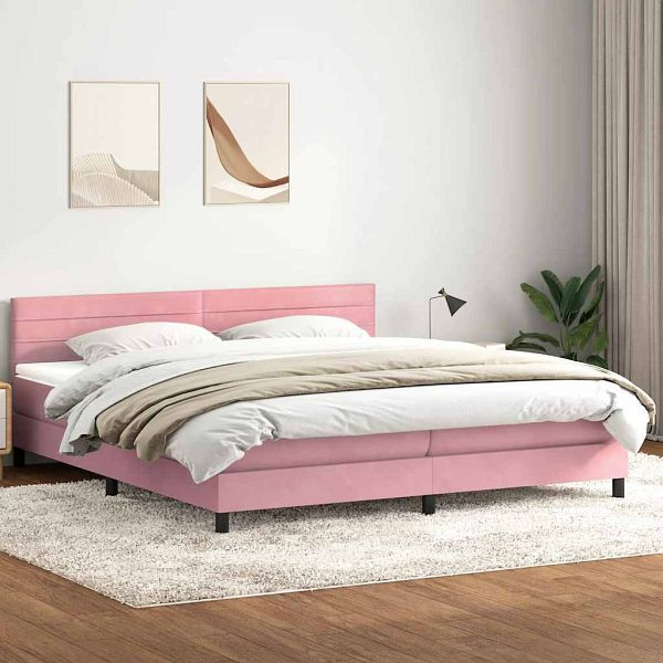 vidaXL Boxspringbett mit Matratze Rosa 180x220 cm Samt, 3316370