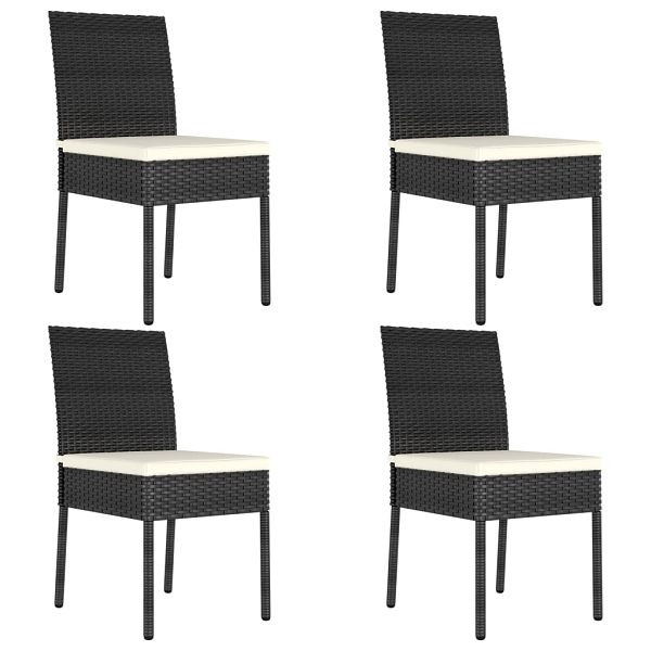vidaXL Garten-Essstühle 4 Stück Poly Rattan Schwarz, 315107