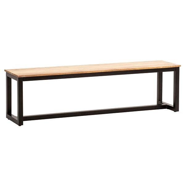 Wohnling Esszimmerbank 160x40x45cm Akazie Massivholz Metall Loft-Style, Esstischbank Holzbank Massiv ohne Lehne, Sitzbank Esszimmer Groß, WL7.066