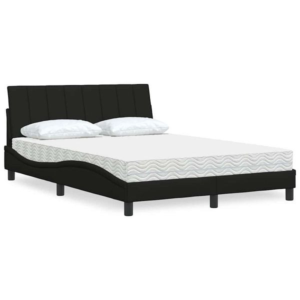 vidaXL Bett mit Matratze Schwarz 140x200 cm Stoff, 3310533