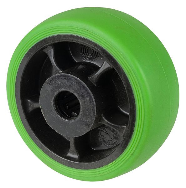 BS Rollen thermoplastisches Gummirad, Felge schwarz, Lauffläche grün Rollenlager, Raddurchmesser: 125 mm, VE: 8 Stück, B44.126.F004