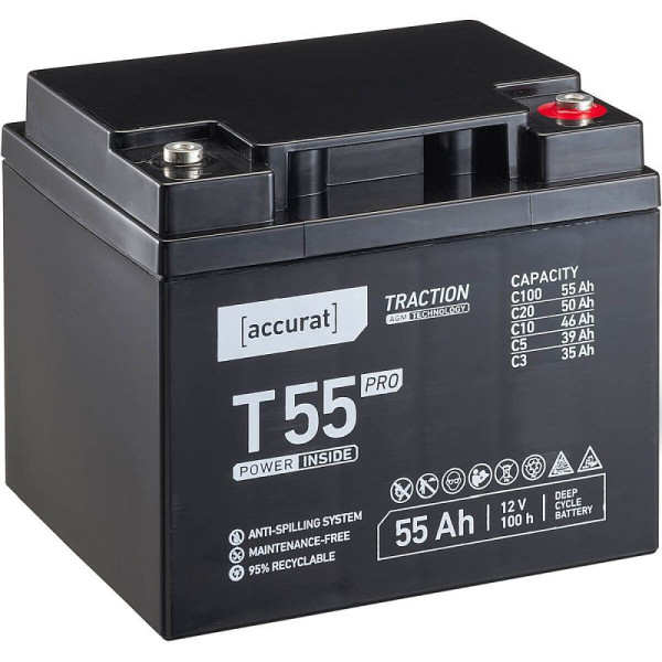 Accurat Traction Pro T55 AGM Batterie 12V 55Ah, VBB-AGM-P-T55