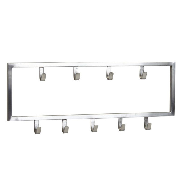 Wohnling Wandgarderobe Metall Silber 50x20x4 cm Design Flurgarderobe Stahl, Hakenleiste Wandpaneel, Garderobe Wand, Garderobenleiste Flur, WL6.446
