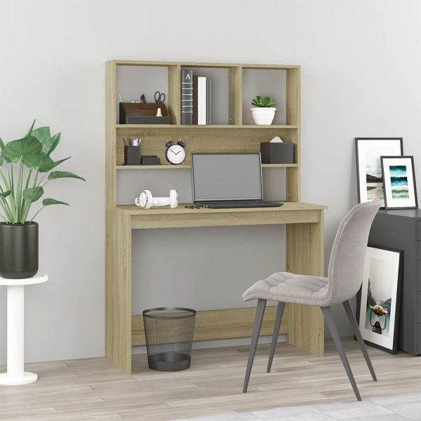 vidaXL Schreibtisch mit Regal Sonoma-Eiche 102x45x148 cm Holzwerkstoff, 823003