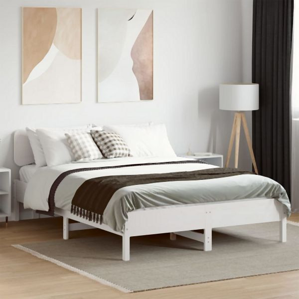 vidaXL Massivholzbett ohne Matratze Weiß 140x200 cm Kiefernholz, 3328233