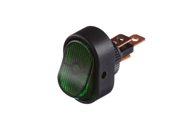 HELLA Schalter, Kippbetätigung, Anschlussanzahl: 3, geschraubt, Wechsler, Bohrung-Ø: 12mm, Schalterbeleuchtung: grün, 6EH 007 946-001