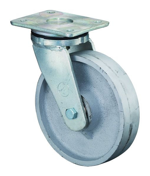 BS Rollen Schwerlastrolle, Rad-Breite 45 mm, Rad-Ø 200 mm, Tragfähigkeit 1100 kg, Lauffläche Guss, Radkörper Guss, Kugellager, RR100.C81.200