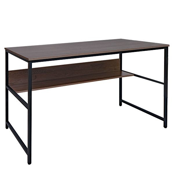 Mendler Schreibtisch HWC-K80, Bürotisch Computertisch Arbeitstisch Ablage, Metall MDF 120x60cm, grau-braun, 98651