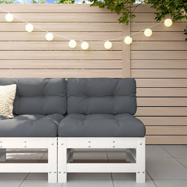 vidaXL Mittelsofa mit Kissen Weiß Massivholz Kiefer, 825661
