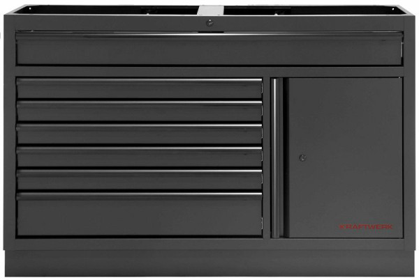 Kraftwerk MOBILIO BLACK EDITION Unterschrank breit mit 7 Schubladen und 1 Schrank Schwarz, 3964-02-W-BLK