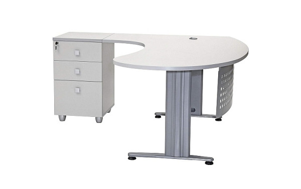 Mades Schreibtisch, Chefschreibtisch, Winkelschreibtisch "Gela", Grau, links gewinkelt, MAG1016180gr L