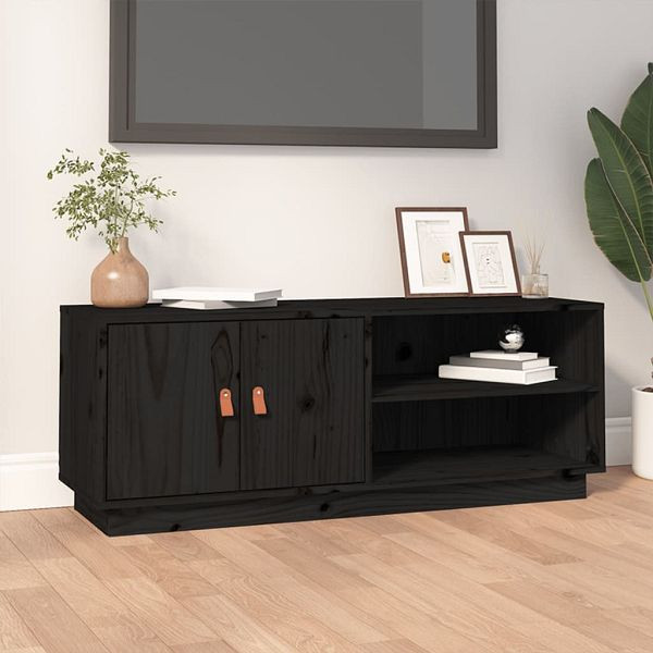 vidaXL TV-Schrank Schwarz 105x34x40 cm Massivholz Kiefer, 818224