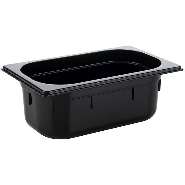 APS GN 1/4 Behälter, 26,5 x 16,2 cm, Tiefe: 100 mm, Polycarbonat, schwarz, 2,5 Liter, 82073