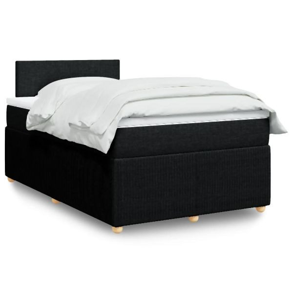 vidaXL Boxspringbett mit Matratze Schwarz 120x200 cm Stoff, 3289718