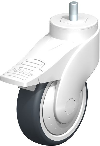 Blickle LWK-TPA 101K-FI-FK-GS10 Kunststoff-Lenkrolle WAVE mit Gewindestift & Feststeller, Thermoplastisches Gummi-Elastomer, Grau, 744701