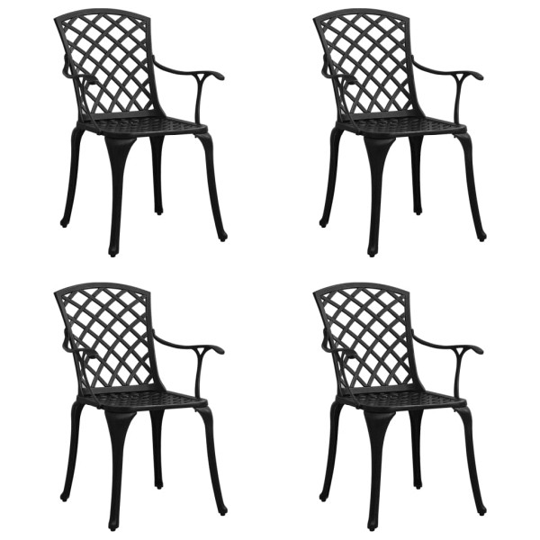 vidaXL Gartenstühle 4 Stück Aluminiumguss Schwarz, 315573