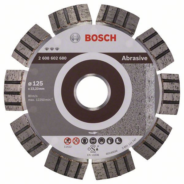 Bosch Diamanttrennscheibe Best for Abrasive, 125 x 22,23 x 2,2 x 12 mm, 2608602680