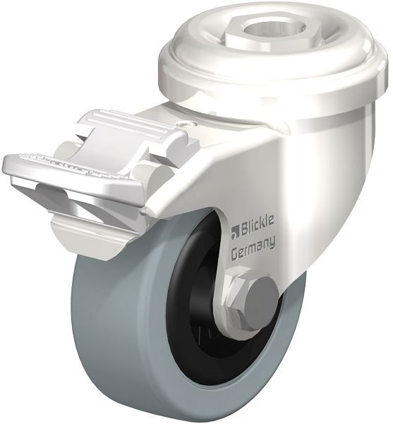 Blickle LRXA-VPA 50G-FI Edelstahl-Apparate-Lenkrolle mit Rückenloch & Feststeller, Vollgummi, Grau, 755007