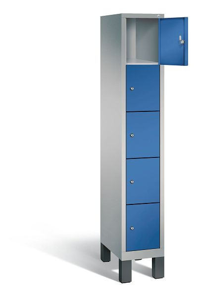 C+P Schließfachschrank Evolo, H1850xB320xT500mm, Farbe: Weißaluminium / Enzianblau, 48010-105 S10091