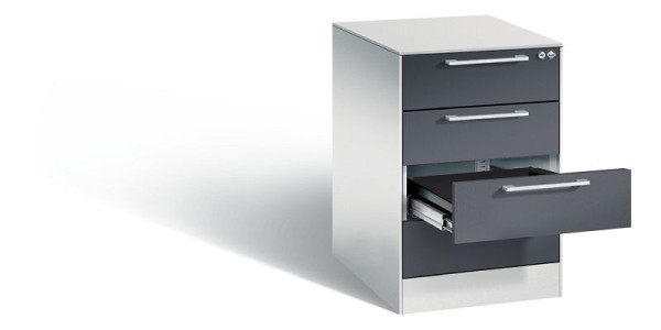 C+P Karteischrank Asisto, H710xB440xT600mm, Farbe: Lichtgrau / Schwarzgrau, Bügelgriff, 146275-422 S10025