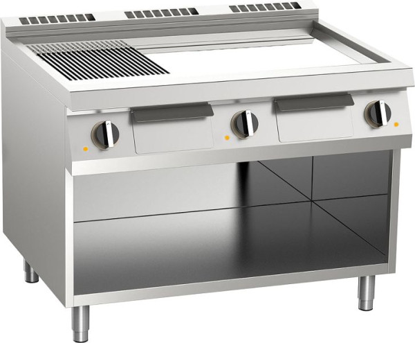KBS Elektro-Grillplatte 1/3 gerillt verchromt 16,2kW 3 Heizzonen offener Unterbau, 10412439