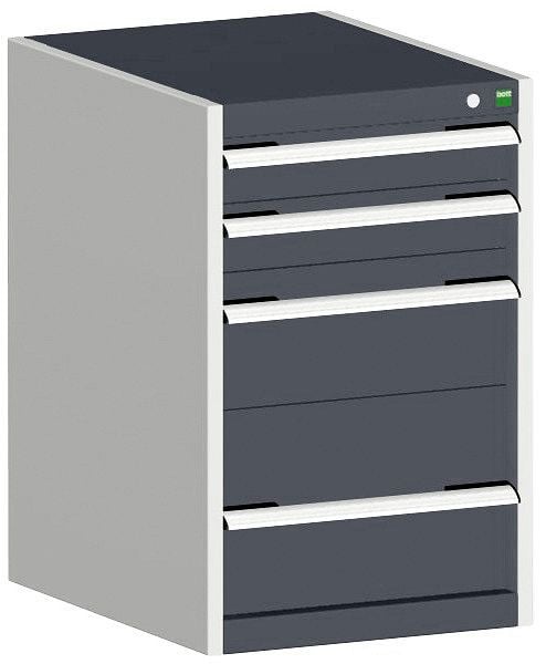 bott cubio Schubladenschrank bestückt mit 4 Schubladen BxTxH: 525 x 650 x 800 mm, RAL 7035/7016, 40018033.19V