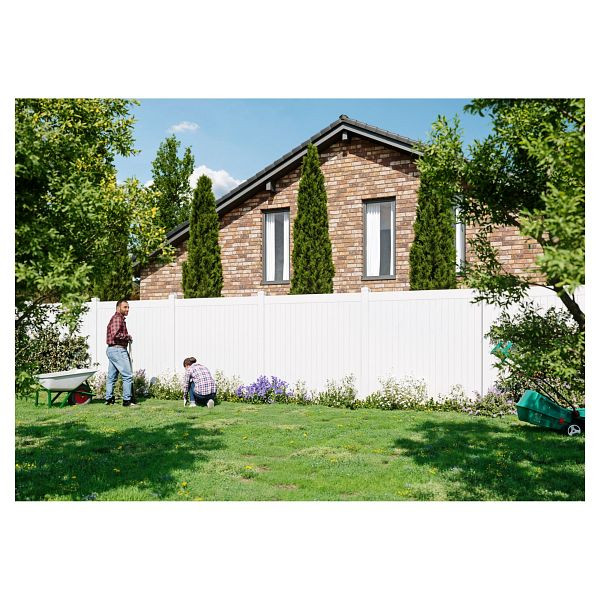 T&J ALASKA-Serie Dichtzaun, Grundelement 177 x 178 cm, ohne Pfosten, PVC weiß, kartonverpackt, 45220
