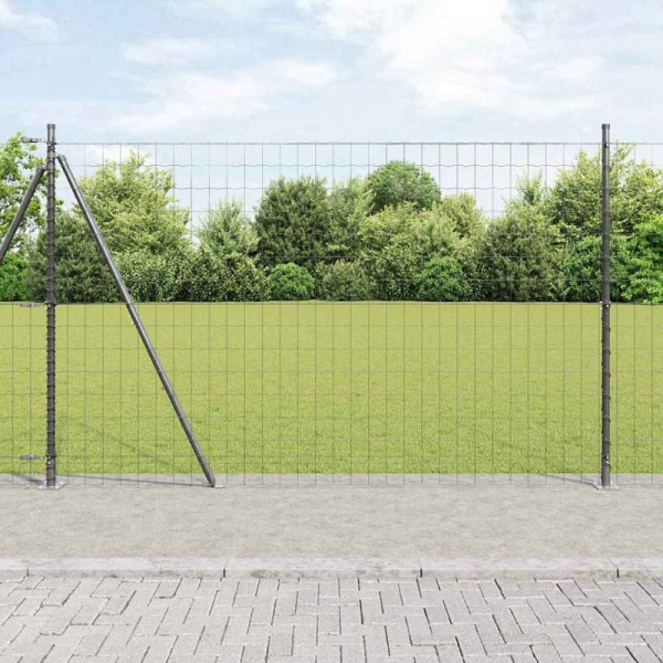 vidaXL Zaun mit Pfosten Grau 1.5 x 10 m Stahl, 3350921