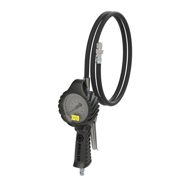 Riegler Standard-Handreifenfüllmesser mit QUIK-LOK Stecker, 3 m Schlauch drehbar, Mano Ø 80 mm, geeicht, 0-12 bar/170 psi, Stecknippel NW 7,2, 137647