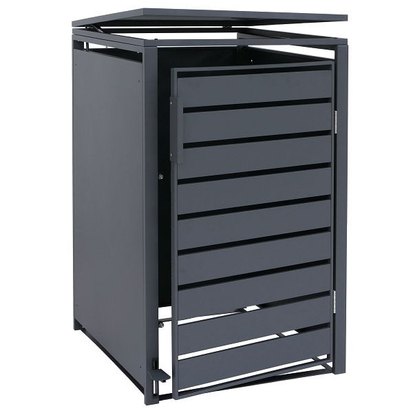 Mendler 1er-Mülltonnenverkleidung HWC-Q75, Mülltonnenbox Mülltonnenhaus, Deckel Fußpedal Metall 116x68x89cm 35kg, anthrazit, 166576+166577