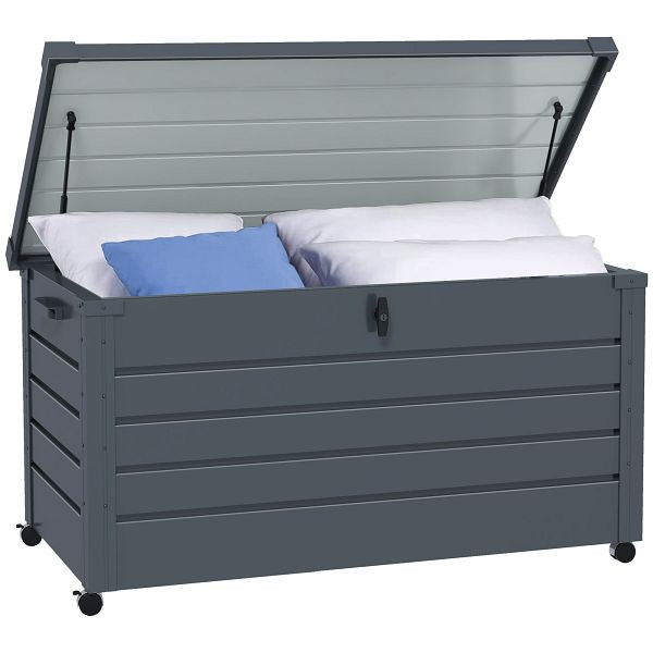 Outsunny Outdoor Aufbewahrungsbox, Gartenbox, Kissenbox, wetterbeständig, 4 Rollen, 100 x 62 x 65 cm, Dunkelgrau, 84G-187V01CG