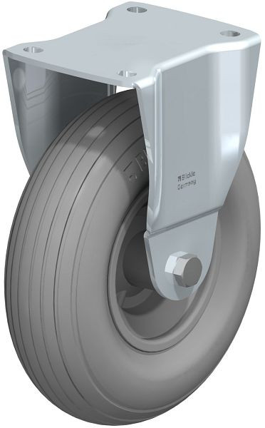 Blickle B-P 220R-SG Stahlblech-Bockrolle, mittelschwere Ausführung, mit Anschraubplatte, Luftreifen, Grau, 294645
