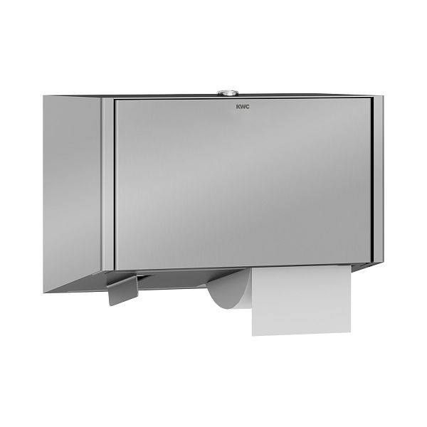 KWC WC-Großrollenhalter, EXOS, Edelstahl, 325x346x130 mm, für eine Großrolle bis Durchmesser 280 mm bei einem Kern von 40 mm, Zylinderschloss, 3600008889