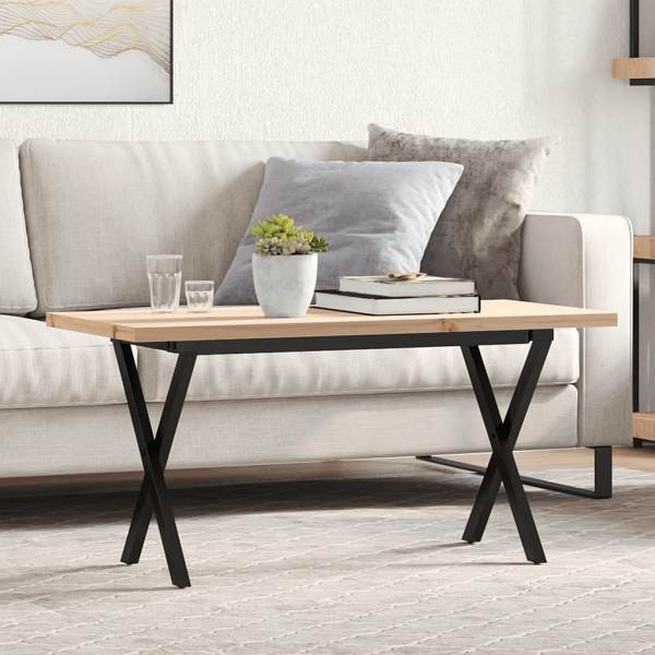 vidaXL Couchtisch X-Gestell 100x50x45,5 cm Massivholz Kiefer Gusseisen, 3282754