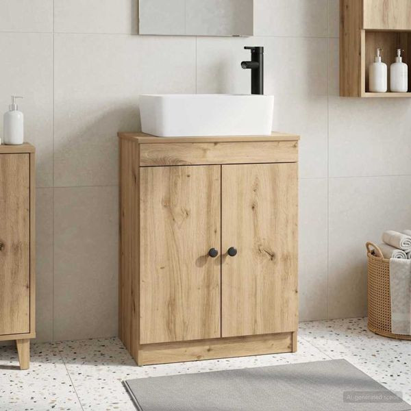 vidaXL Badezimmerschrank mit Waschbecken Artisan-Eiche 54 x 35 x 83 cm, 890137