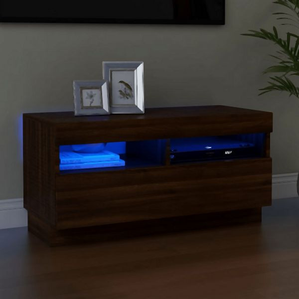 vidaXL TV-Schrank mit LED-Leuchten Braun Eichen-Optik 80x35x40 cm, 815725