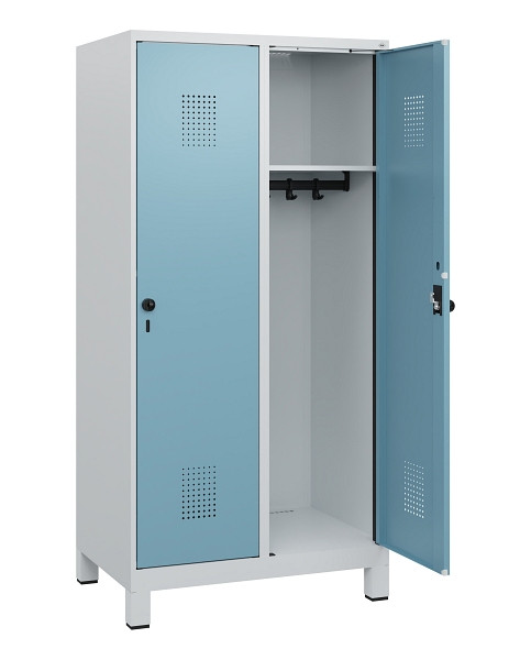 C+P Spind Evolo PLUS, Füße, 2 Abteile, 1630x800x500mm, 7035/0010, Drehriegel, 0490105-22 S10009
