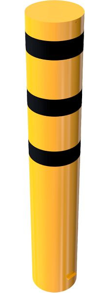 Schake Absperrpfosten Typ 40324BG -ortsfest-, zum Einbetonieren, Stahlrohr Ø 323,1mm, Gesamtlänge: 2400mm, feuerverzinkt, Gelb / Schwarz, 40324BG