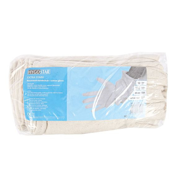 Hygostar Baumwollhandschuhe Extra Strong, natur, Einheitsgröße mit Schichtel, VE: 300 Paar, 27255