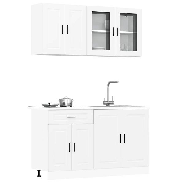 vidaXL 4-tlg. Küchenschrank-Set Kalmar Weiß Holzwerkstoff, 3314871