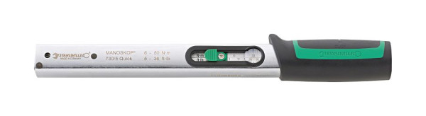 STAHLWILLE Drehmomentschlüssel Serie MANOSKOP Nr.730A/5 QUICK auslösend, Doppelskala 6-50 Nm/50-440 inlb Werkzeugaufnahme 9x12 mm, 50584005