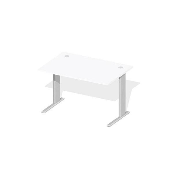 Deskin Schreibtisch Basic M MULTI M, Dekor weiß, Gestell Alusilber, B 1200 x T 800 x H 740 mm, 258521