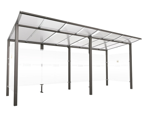 Procity Raucherunterstand Modulo - Ohne Frontverkleidung - Tiefe 1990 mm, Farbe Procity grau, Maße: Breite 5000 x Höhe 2250 x Tiefe 2000 mm, 529573.GPRO