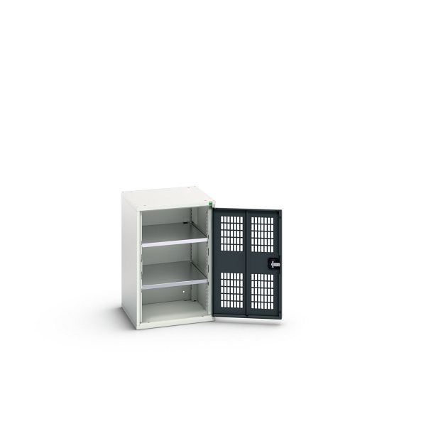 bott verso Flügeltürschrank mit Belüftung, mit 2 Fachböden, BxTxH: 525 x 550 x 800 mm, Lichtgrau / Anthrazitgrau, 16926720.19