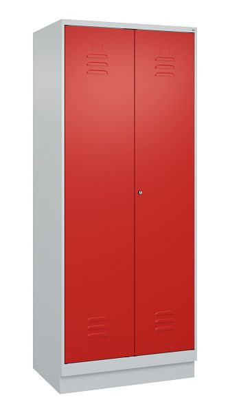 C+P Umkleidespind Classic PLUS, Doppel-Spind, Sockel, 2 Abteile, 1950x800x500mm, 7035/3020, Zylinderschloss, 080022-22P S10017
